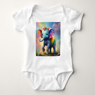 Radiant Wonders: The Rainbow Baby Unicorn Elephant Bodysuit