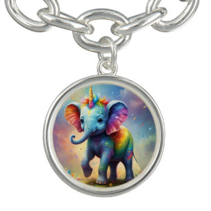 Radiant Wonders: The Rainbow Baby Unicorn Elephant Bracelet