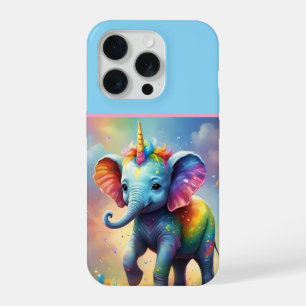 Radiant Wonders: The Rainbow Baby Unicorn Elephant iPhone 15 Pro Case