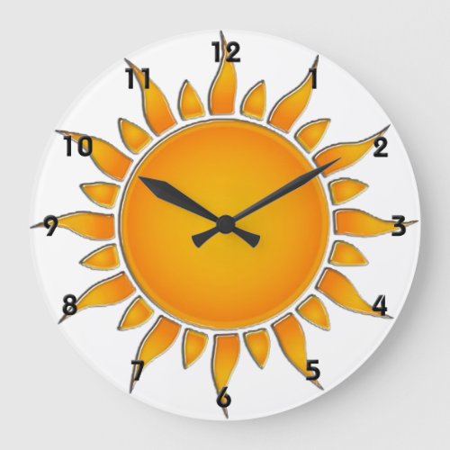 Radiant Yellow and Orange Summer Sun Large Clock