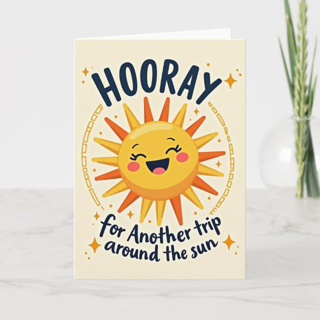 Radiant Yellow Sun Birthday Card (Front)