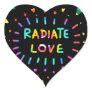 Radiate Love Colorful Rainbow Painting on Black Heart Sticker