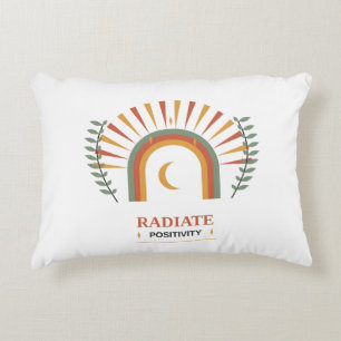 Radiate Positivity Boho Celestial Sun Moon Botanic Accent Pillow