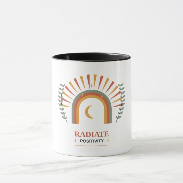 Radiate Positivity Boho Celestial Sun Moon Botanic Mug (Center)