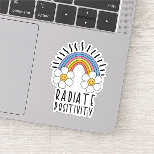 Radiate Positivity Colorful Rainbow and Flowers Sticker