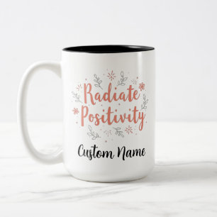 Radiate Positivity Floral Sunray Personalized Two-Tone Coffee Mug