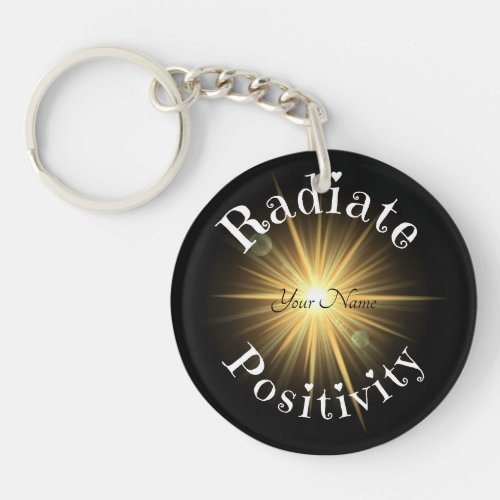 Radiate Positivity Monogram Name Sun Aura  Keychain
