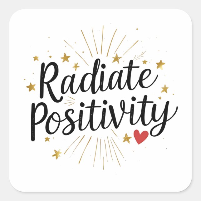 Radiate Positivity – Motivational Starry Quote Square Sticker (Front)