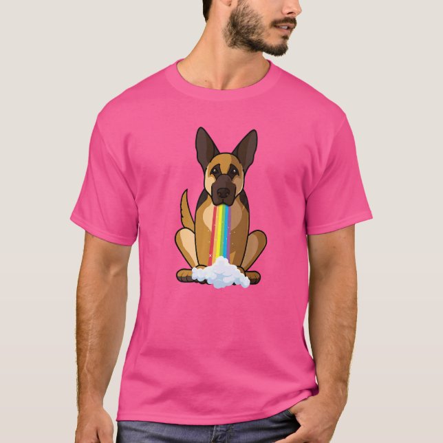 Radiate Positivity Rainbow Dog  German Shepherd T-Shirt (Front)