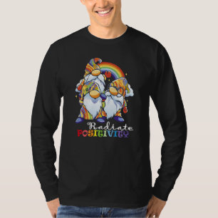 Radiate Positivity rainbow gnomes clouds T-Shirt