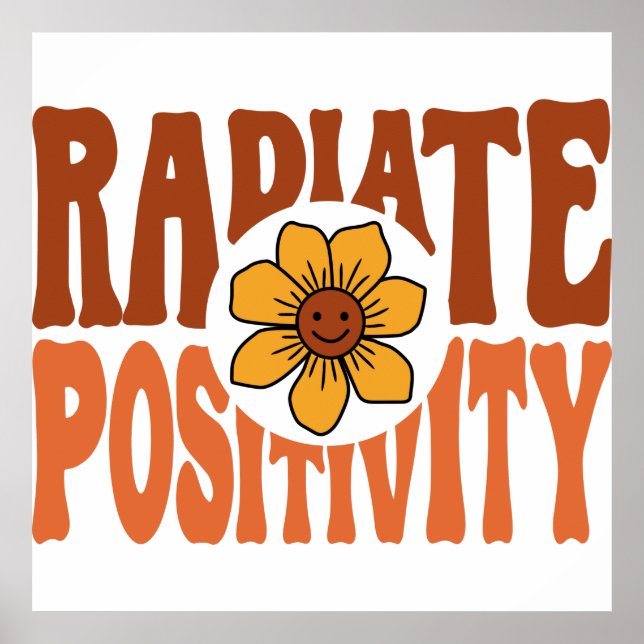 Radiate Positivity Retro Flower Smiley Poster (Front)