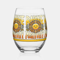 Radiate Positivity Smiling Sun Stemless Wine Glass
