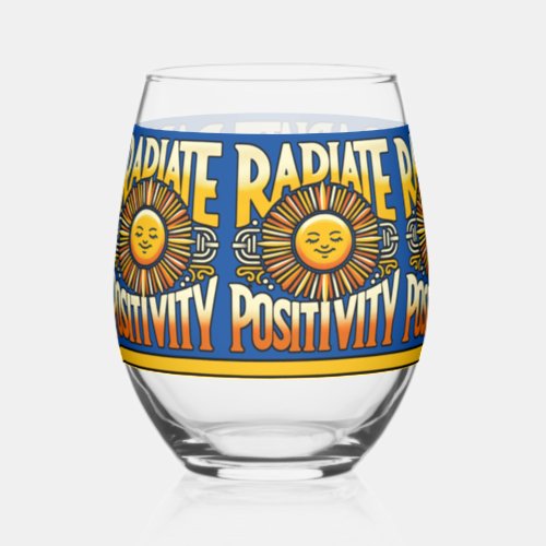 Radiate Positivity Smiling Sun Stemless Wine Glass