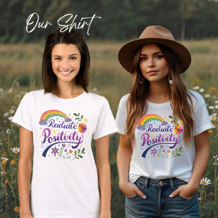 Radiate Positivity T-Shirt, Rainbow Graphic Tee, T-Shirt