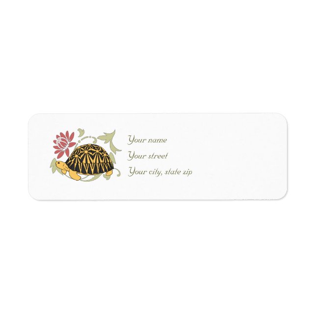 Radiated Tortoise Address Labels (floral black) (Front)
