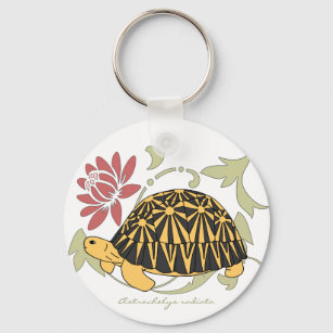 Radiated Tortoise Keychain (floral black)