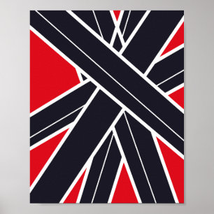 Radiating Black Stripes on Light Red Background Poster