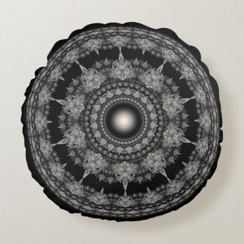 Radiating fractal star ornament round pillow