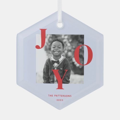 Radiating Joy Holiday Photo Glass Ornament