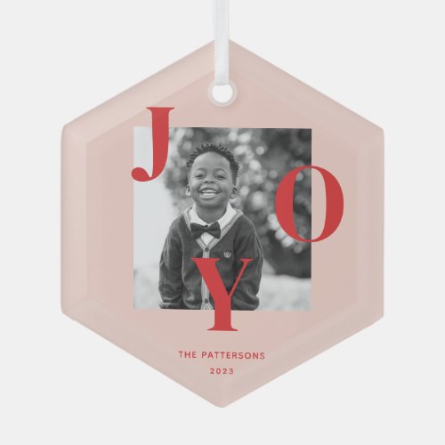 Radiating Joy Holiday Photo Glass Ornament