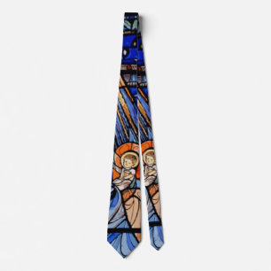Radiating Nativity Stained Glass Blue Neck Tie