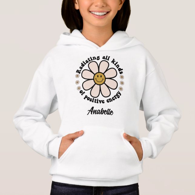 Radiating Positive Energy Happy Face Flower Hoodie (Front)