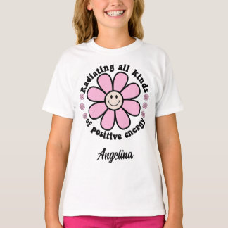 Radiating Positive Energy Happy Pink Flower T-Shirt