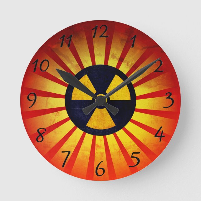 Radiating Radiation Symbol Round Clock (Front)