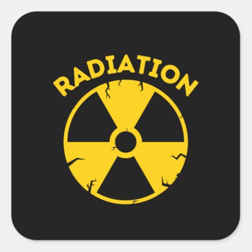 Radiation alert sign square sticker