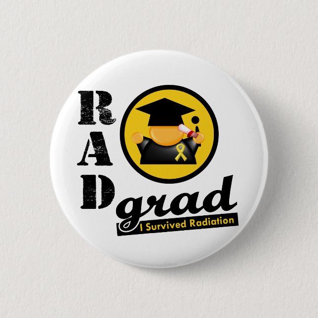 Radiation Grad CHILDHOOD CANCER Pinback Button (Front)