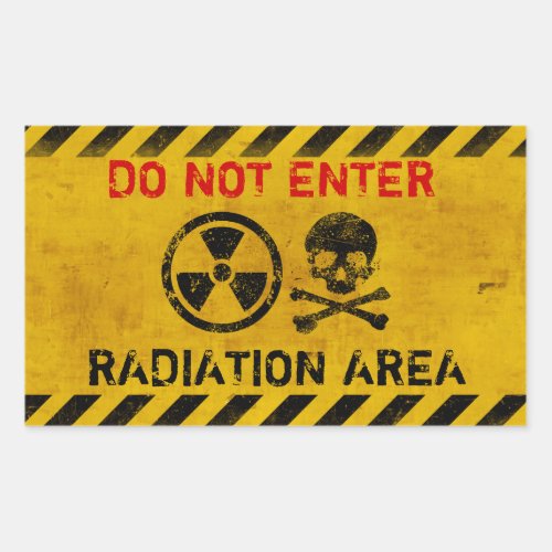 Radiation Hazard Sign Rectangular Sticker