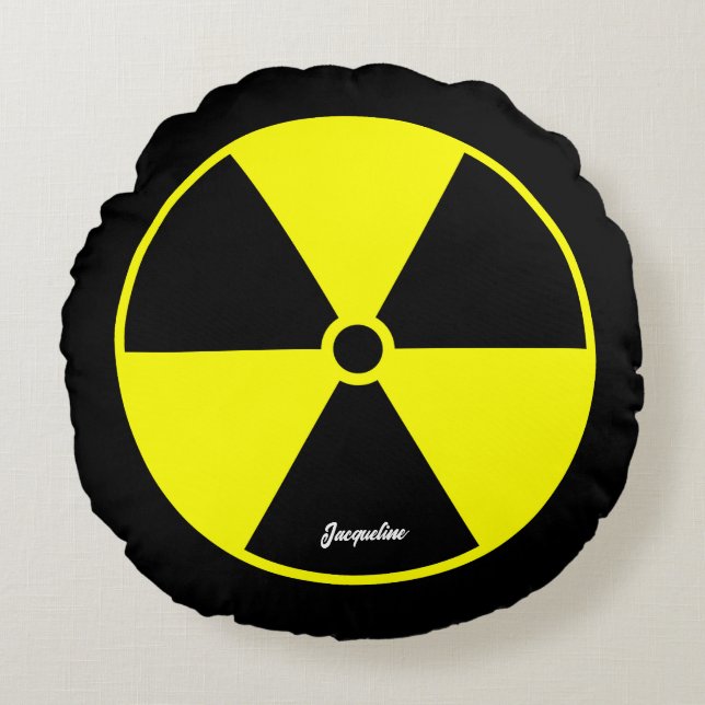 Radiation Symbol on Black Round Pillow (Front)
