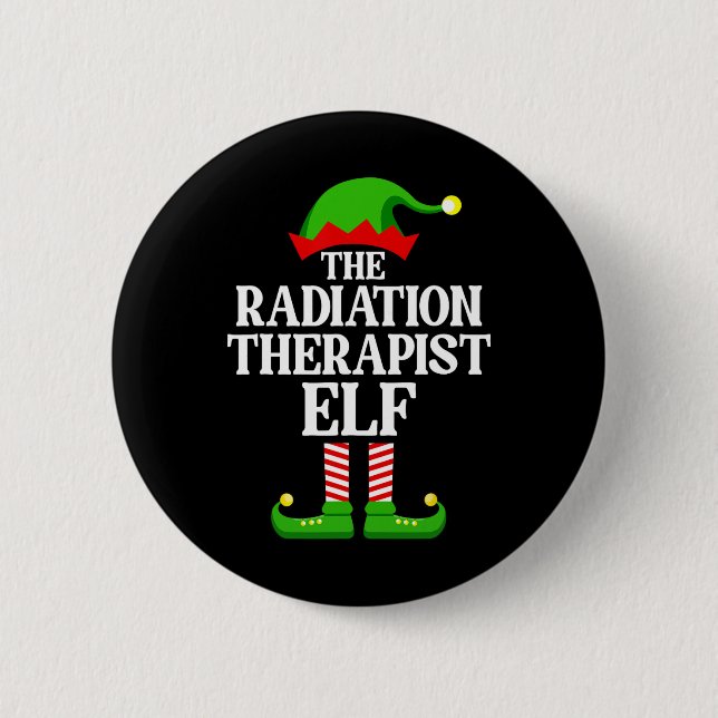 Radiation Therapist Elf Family Matching Group Chri Button (Front)