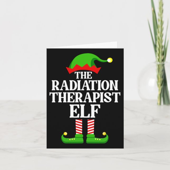 Radiation Therapist Elf Family Matching Group Chri Card (Front)