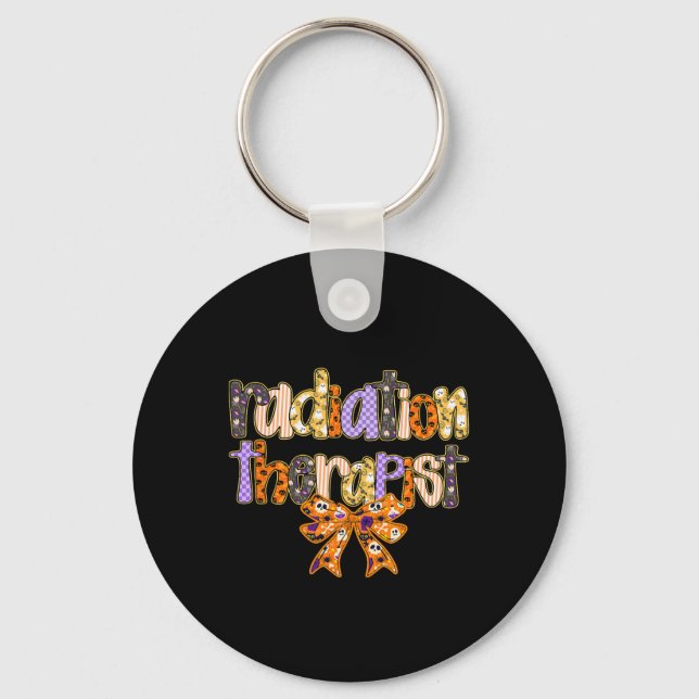 Radiation Therapist Halloween Coquette Pumpkin Rad Keychain (Front)