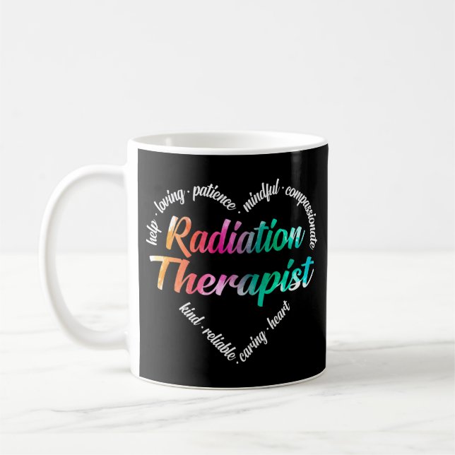 Radiation Therapist Heart Word Cloud Watercolor Coffee Mug (Left)