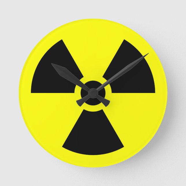 Radiation Trefoil Symbol Round Clock (Front)