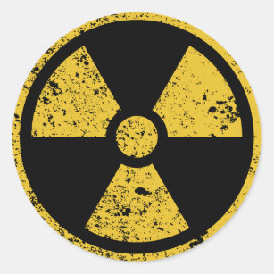 Radiation warning rusted symbol classic round sticker