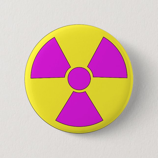 Radiation warning sign magenta and yellow button (Front)