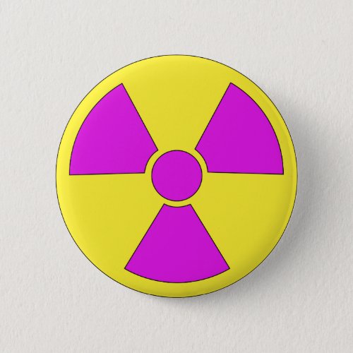 Radiation warning sign magenta and yellow button