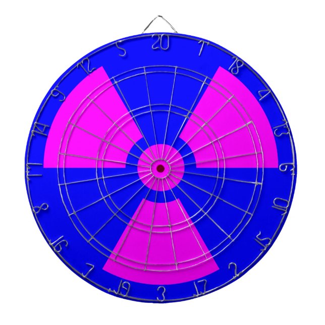 Radiation Warning Symbol Dartboard With Darts (Front)