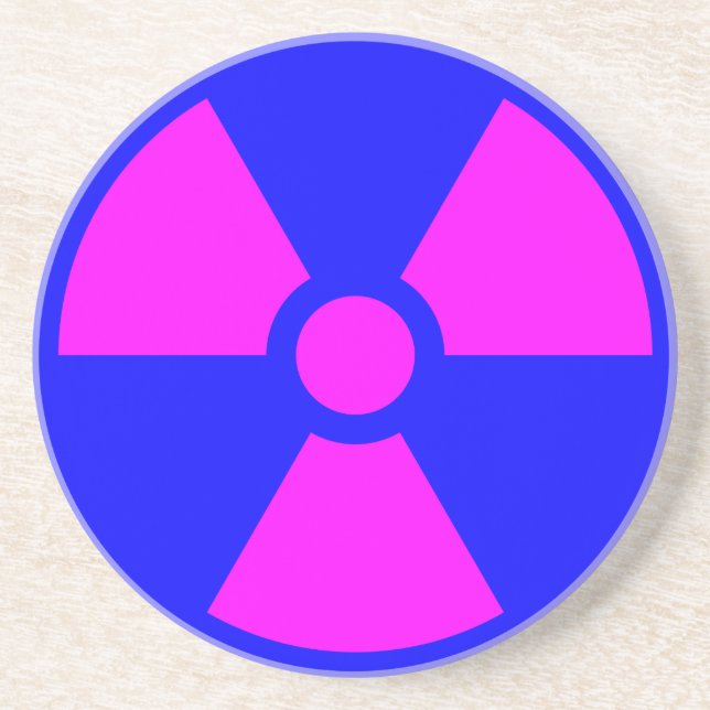 Radiation Warning Symbol Sandstone Coaster (Front)