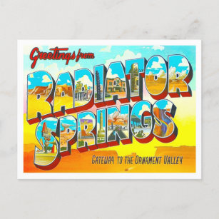 Radiator Springs Vintage Big Letters Postcard