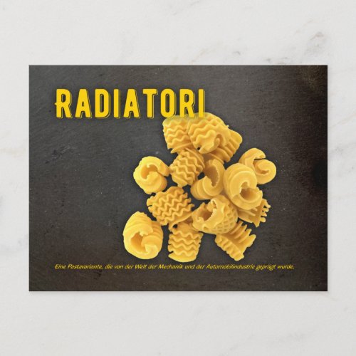 Radiatori Italian restaurant recipe Postcard