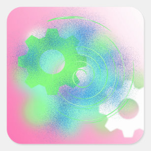 Radical Cog Abstract Square Sticker