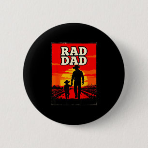 Radical dad father and son farmer western sunset button