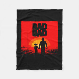 Radical dad father and son farmer western sunset fleece blanket