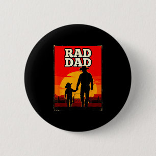 Radical dad father and son rodeo western sunset button