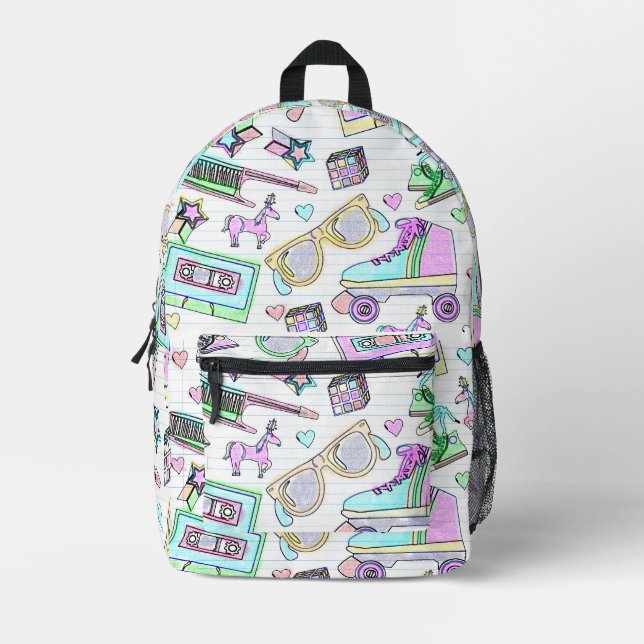 Radical Fun Eighties Coloring Book Pattern Printed Backpack (Front)