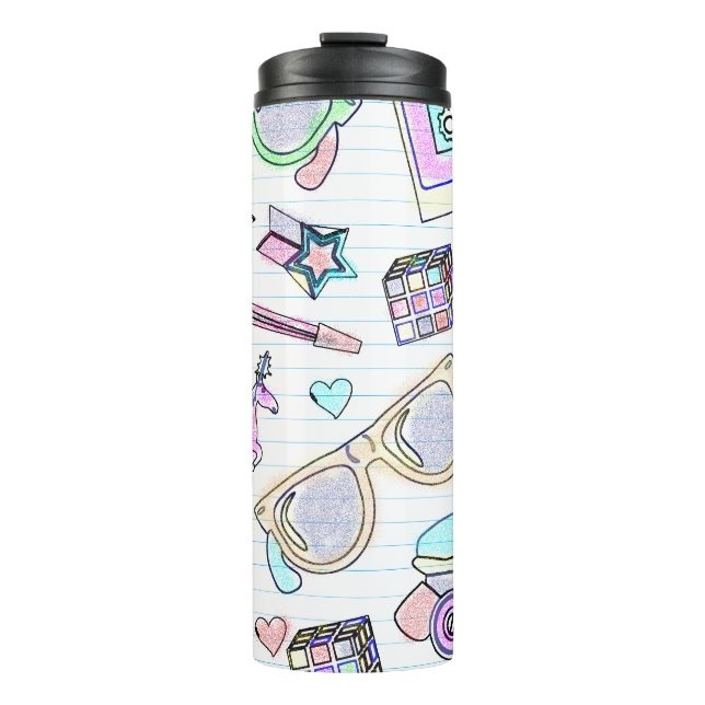 Radical Fun Eighties Coloring Book Pattern Thermal Tumbler (Front)